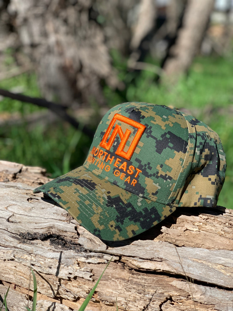 A Frame Hat - Digital Camo Hat with Blaze Orange logo – North East