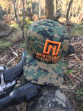 A Frame Hat - Digital Camo Hat with Blaze Orange logo