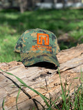 A Frame Hat - Digital Camo Hat with Blaze Orange logo